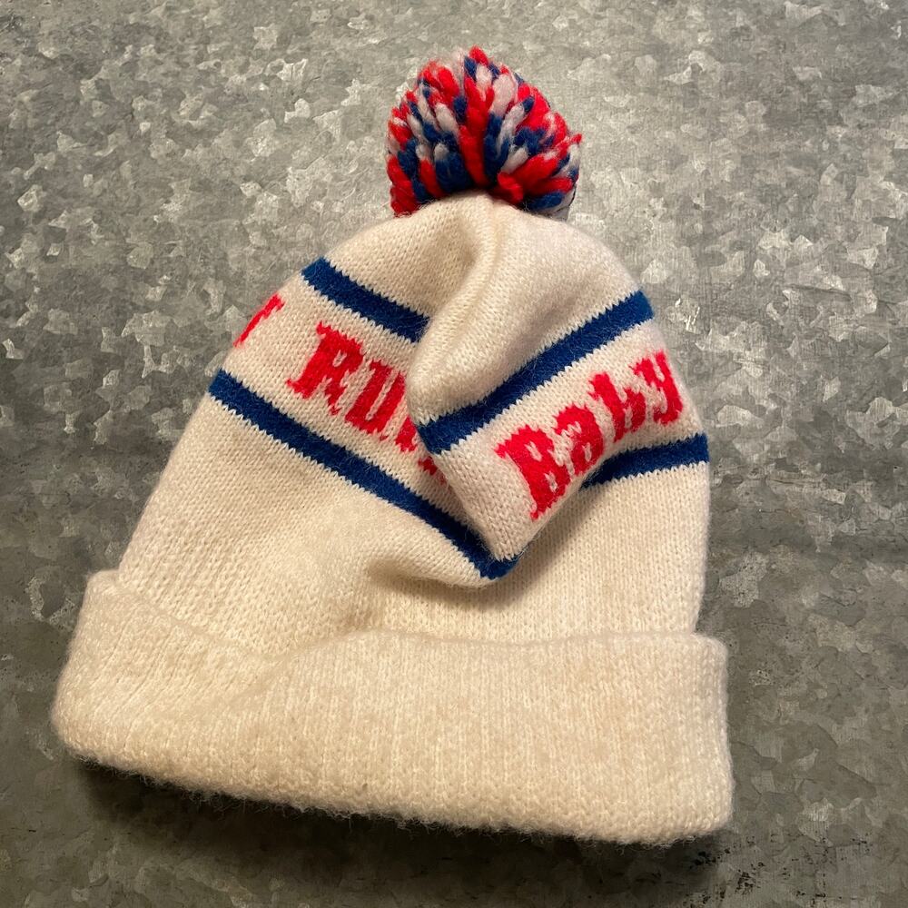 Vintage Baby Ruth Candy Bar Pom Pom Knit Beanie Hat O/S Red White Blue Ski Snow - Picture 4 of 8